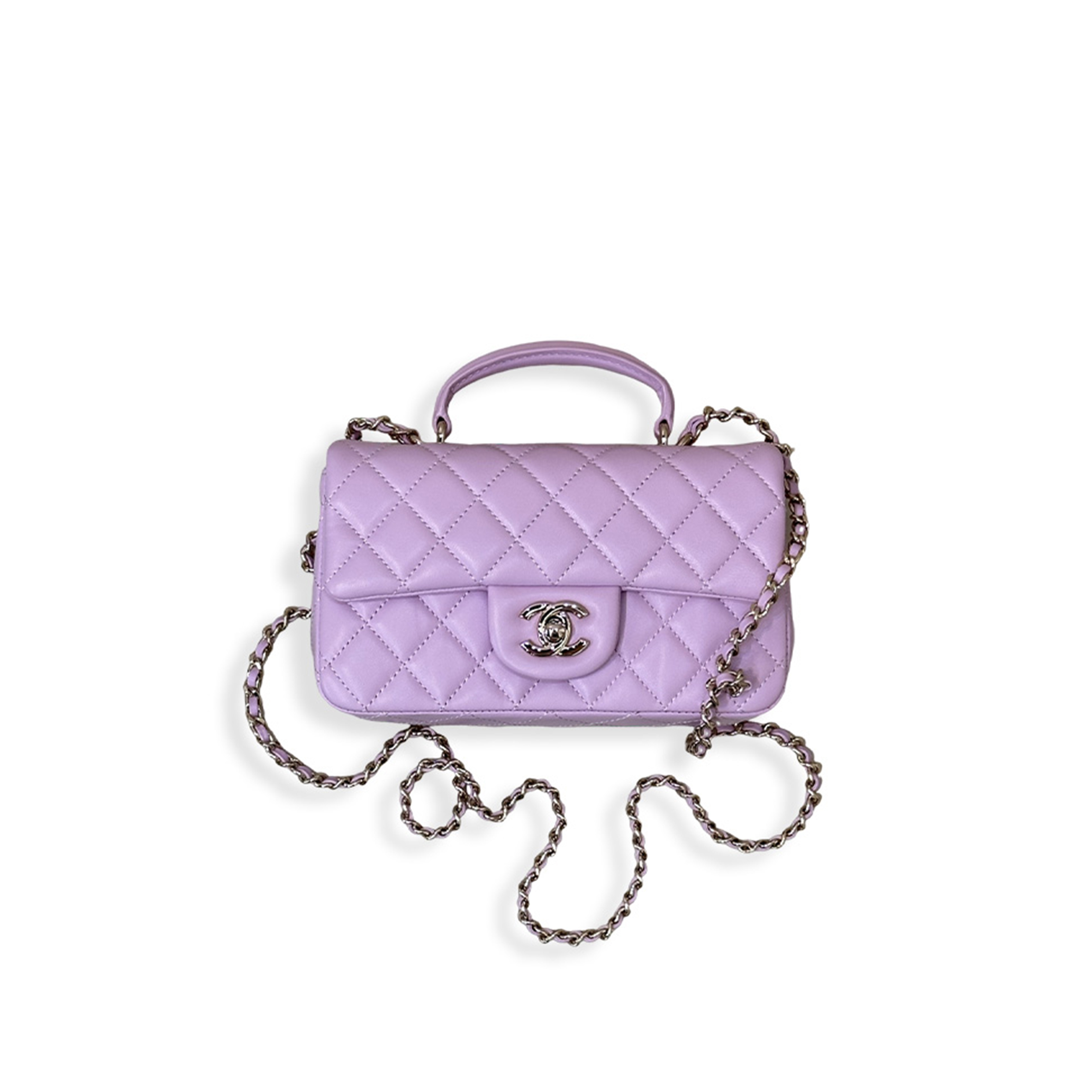 CHANEL LAMBSKIN QUILTED MINI TOP HANDLE RECTANGULAR FLAP (20*13*7cm)